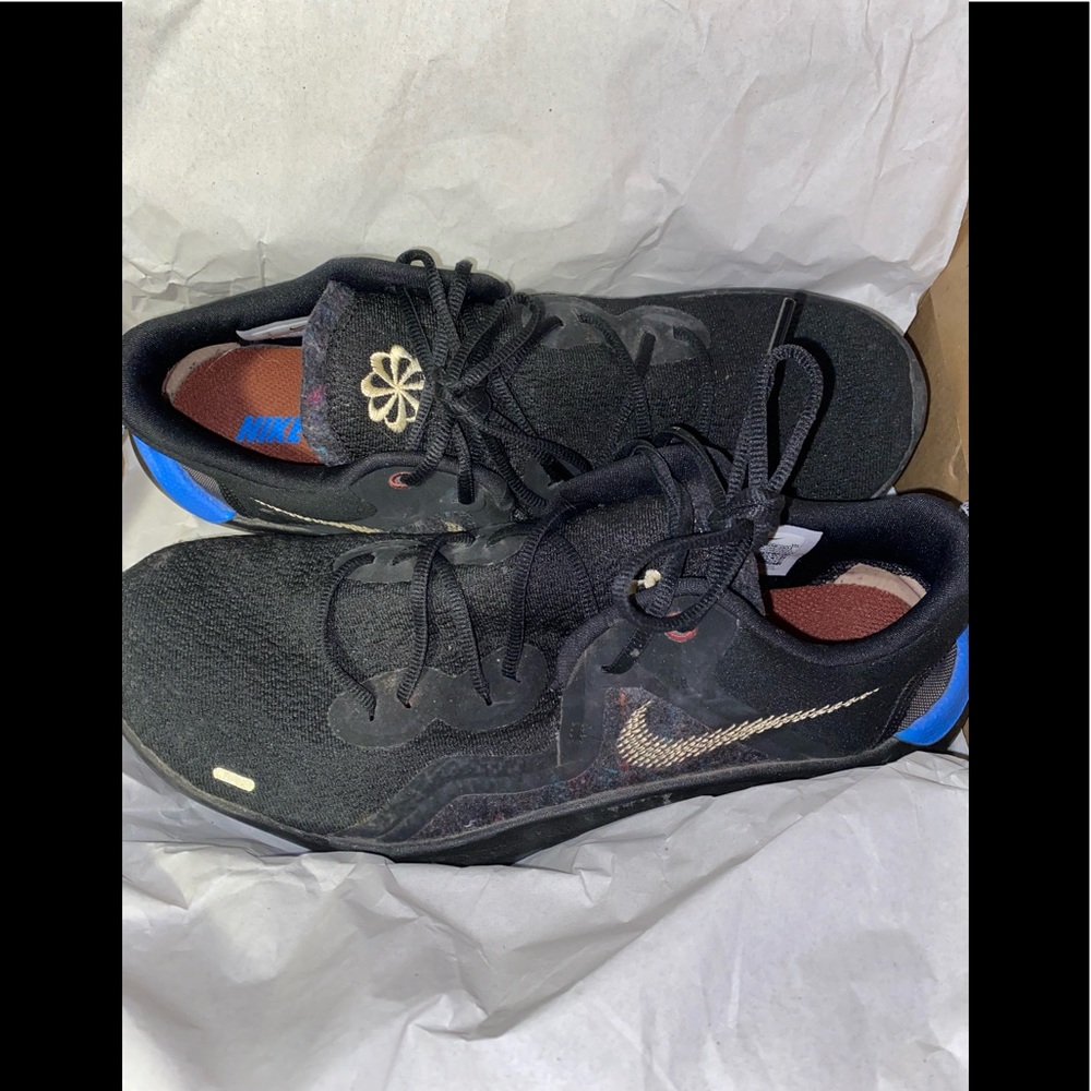 Nike flex 2021 RN black and blue running shoes unisex size 8